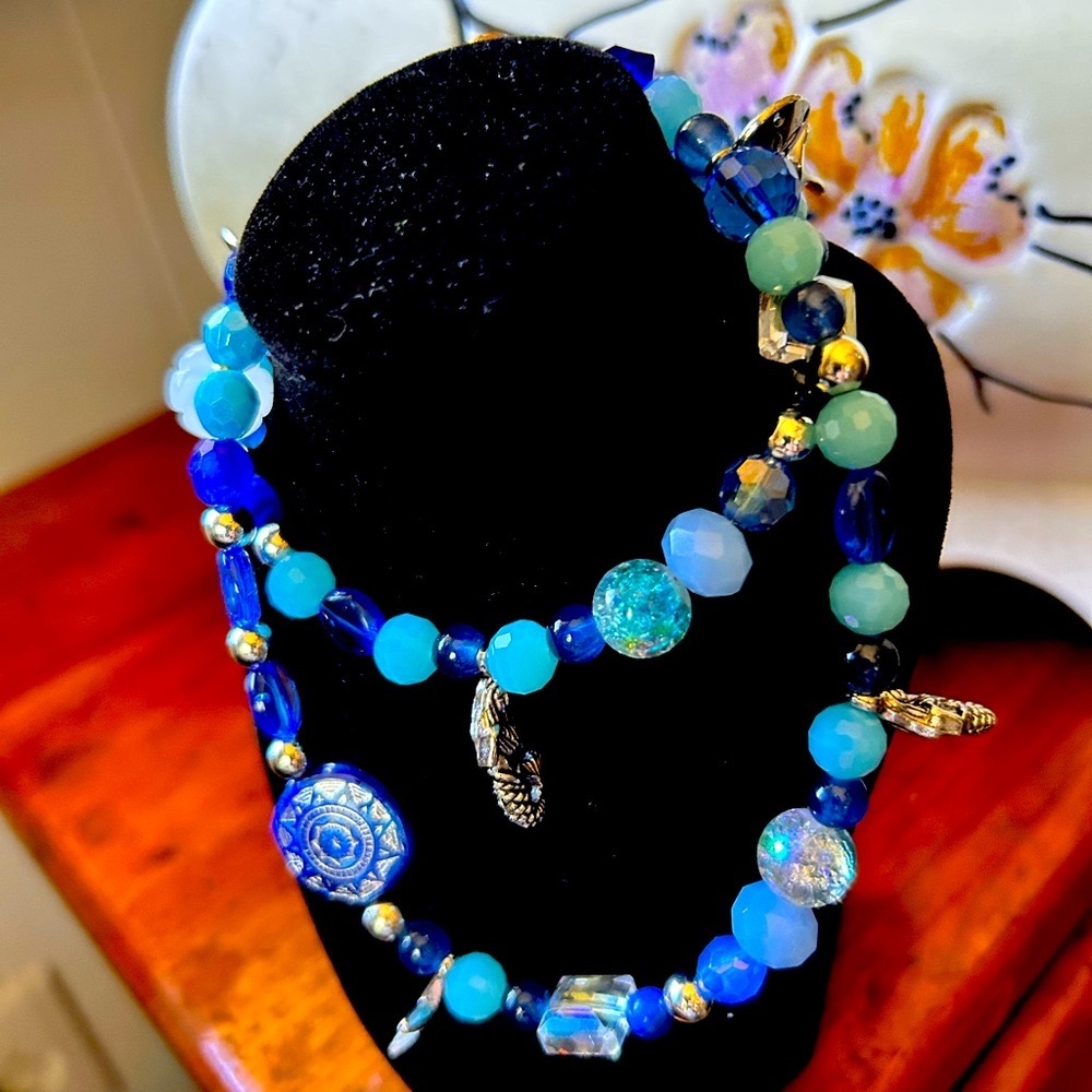 Handmade luxury beaded necklace w a pumpkin in white pendant and accents